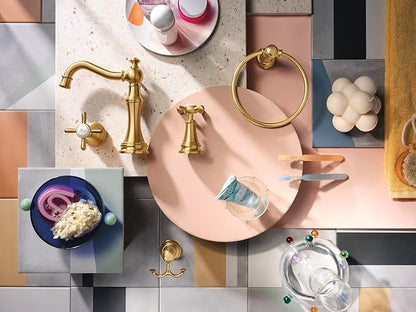 Moen Weymouth Brushed Gold Two-Handle Widespread Cross Handle Bathroom Faucet Trim Kit, Valve Required, TS42114BG
