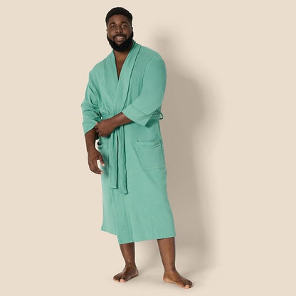Amazon Essentials Men's Lightweight Cotton Waffle Bath Robe, Mid-Length Loungewear (Available in Big & Tall)