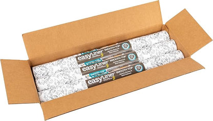 Smooth Top EasyLiner for Cabinets & Drawers - Easy to Install & Cut to Fit - Shelf Paper & Drawer Liner Non Adhesive - Non Slip Shelf Liner - 20in. x 6ft. - 6 Roll Project Pack - Gray Damask