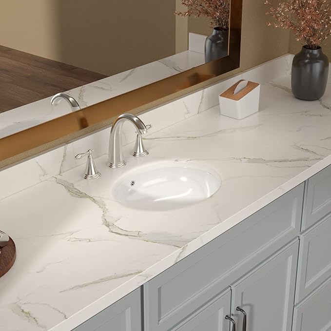 Lordear Undermount Bathroom Sink 18x15 Inch Oval Vessel Sink White Porcelain Ceramic Bathroom Vanity Sink Under Counter Lavatory Basin with Overflow Modern Art Basin