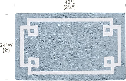 Madison Park Evan 100% Cotton Bath Rug Plush Absorbent, 24" x 40", Blue | Non-slip Backing, OEKO TEX, Luxurious Tufted Plush Bath Mat for Bathroom, Quick Dry, Spa Design Decorative for Shower Room
