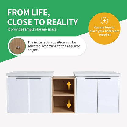 60 Inch Bathroom Vanity with Sink Combo,Wall-Mounted Bathroom Vanity with Soft Close Doors&Side Shelf,Modern Floating Bathroom Vanity with Top Basin & Storage Cabinet,White