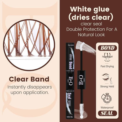 B&Q Brown Lash Clusters Kit Natural Mochalash Clusters 06, Wispy Eyelash Clusters Kit C-Curl Cluster Eyelash Extensions 8-16mm Brown Lash Eyelashes Kit for Fair/Dark Hair(Mochalash 06 Set)