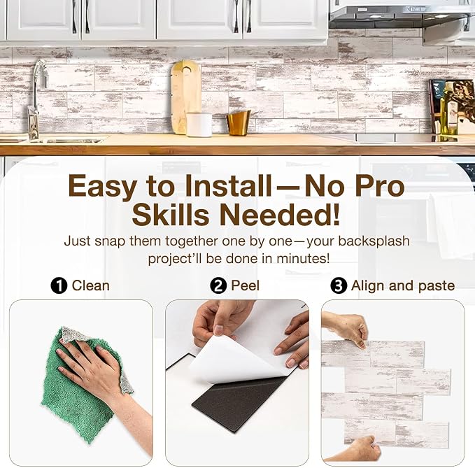 Peel and Stick Backsplash Tile for Kitchen & Bathroom Walls - Waterproof Smart Renter Friendly Sticker