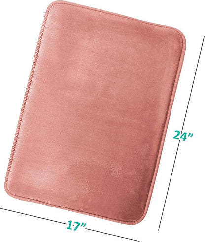 Clara Clark Bathroom Rugs, Velvet Memory Foam Bath Mat, Non-Slip, Machine Washable Bath Rugs - Dries Quickly, Ultra Soft Plush Bath Mats for Bathroom, 17 x 24, Misty Rose