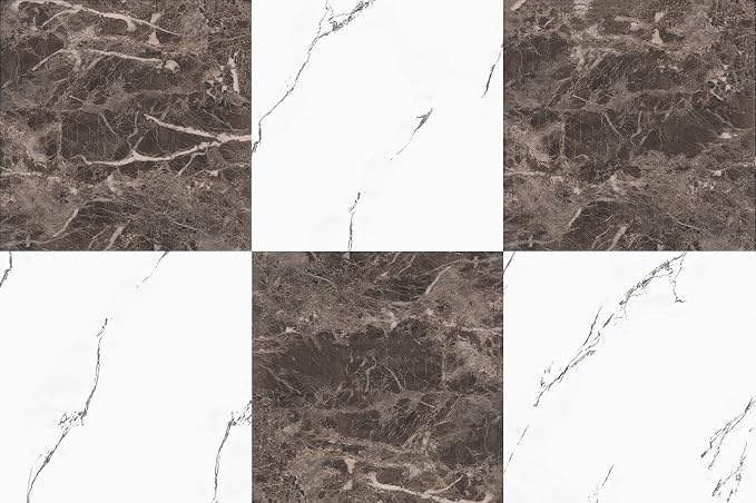 30-Pack 30 Sq.Ft Peel and Stick Floor Tiles Vinyl Matte Pattern Flooring, 12” x 12” Self Adhesive Vinyl Flooring DIY for Kitchen, Bathroom, Laundry, Brown&White Marble