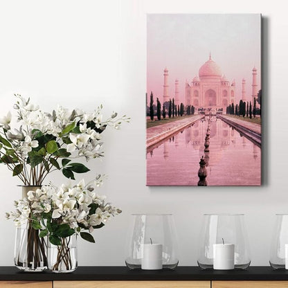 Renditions Gallery Canvas Vintage Wall Art Paintings for Wall Decorations Pink Historical Taj Mahal Black & White Wall Hanging Artwork Prints for Living Room Office Kitchen - 32"x48" LT02