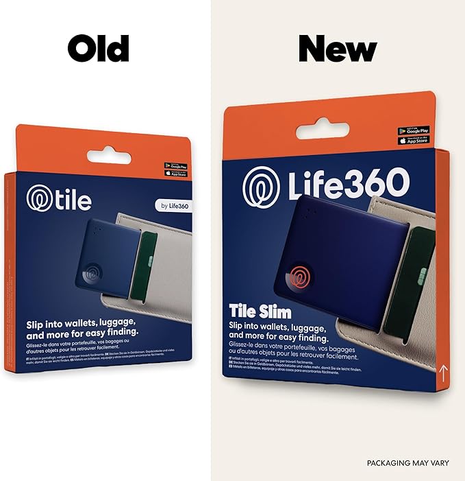 Life360 Tile Slim - Wallet Finder, Bluetooth Tracker and Item Locator for Luggage Tags, Passports and More. Both iOS and Android Compatible. Phone Finder. 1-Pack (Navy Blaze)