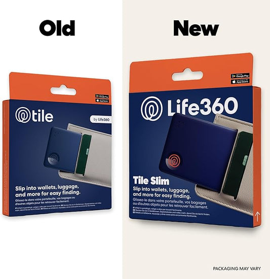 Life360 Tile Slim - Wallet Finder, Bluetooth Tracker and Item Locator for Luggage Tags, Passports and More. Both iOS and Android Compatible. Phone Finder. 1-Pack (Navy Blaze)