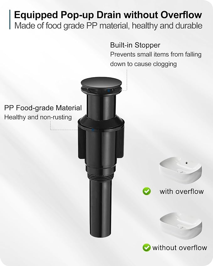 Matte Black Bathroom Faucet, Brass Tall Bathroom Sink Faucet Single Handle, 360 Degree Swivel Vessel Faucet, Bathroom Faucets One Hole with Aerator & Supply Hoses for Shopping Malls Saving Water