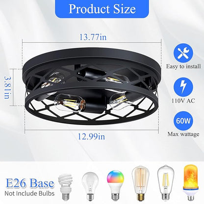 Flush Mount Ceiling Light Fixture,Ceiling Light Fixture for Hallway, Black Hallway Light Fixtures Ceiling,Light Fixtures Ceiling Mount for Kitchen,Farmhouse,Hall (2 Pack) (13.99inch)