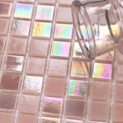 11.5sq.ft Pink Mosaic Glass Mosaic Tile for Bathroom, Pool, Backsplash | Waterproof Wall & Floor Tile. Heat & frost resistant outdoors, steam Areas, Fireplace, Restaurants, Hotels, Laundry, 10pcs.