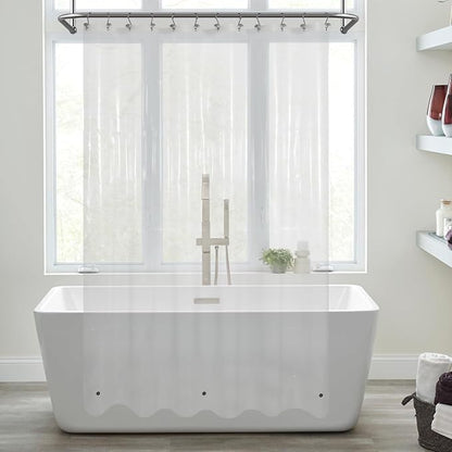 Mrs Awesome Clear Shower Curtain Liner Medium Weight Standard Size | 3 Bottom Magnets,12 Rustproof Grommets,Water Proof PEVA Plastic Shower Curtain for Bathroom, Standard Size