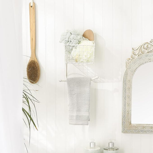 DII Rustic Farmhouse Bathroom Décor, Metal Storage, Toilet Paper Holder, Antique White