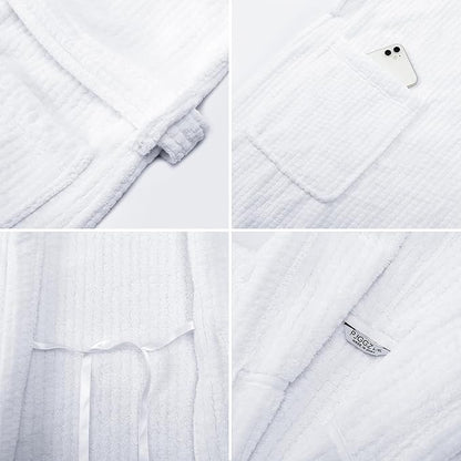 Men's Bathrobes with Hood, Soft Long Towel Robe for Men - Super Absorbent Quick Dry yet Warm