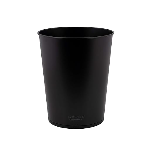 Bath Bliss 5 Liter Small Wastebasket | 2 Pack | Round Open Top | Trash Can | Bathroom | Bedroom | Kitchen | Office | Dorm | Disposal Waste Bin | Garbage | Matte Black