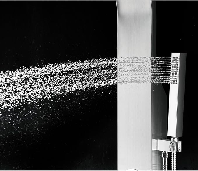 Blue Ocean 48" Stainless Steel SPS88213B Shower Panel Tower Column with Rainfall Shower Head and Handheld Shower (with hot/cold vavle) (Compact)