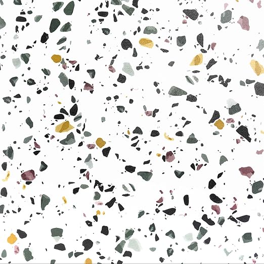 40-Pack 40 Sq.Ft Peel and Stick Floor Tiles Vinyl Matte Pattern Flooring, 12” x 12” Self Adhesive Vinyl Flooring DIY for Kitchen, Bathroom, Laundry, White Terrazzo Marble