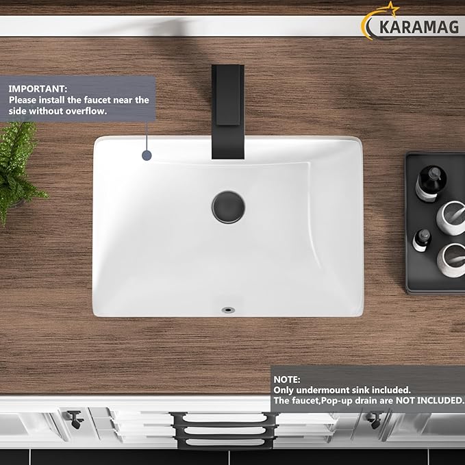 Durable Rectangle Undermount Sink Vitreous Ceramic Lavatory Vanity Bathroom Restroom Sink Pure White (18.3"X13.0")
