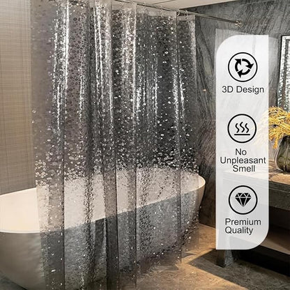 Shower Curtain Liner, 100% Waterproof Eva Shower Curtains with 3 Duty Heavy Bottom Magnets and 12 Rust Proof Grommets, 72x72 Weighted Shower Liner for Shower Stall, Bathtubs