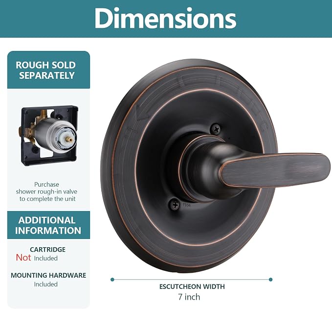 Shower Trim Kit Compatible with 1300/1400 Series, 1 Handle, Long Sleeve (Valve& Catridge Not Inclued), Oil Rubbed Bronze