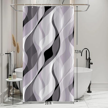 Stall Shower Curtain, Small Lavender Shower Curtain Set for Bathroom Modern Waterproof Purple and Grey Shower Curtain Set with Hooks, 36x72 Inch
