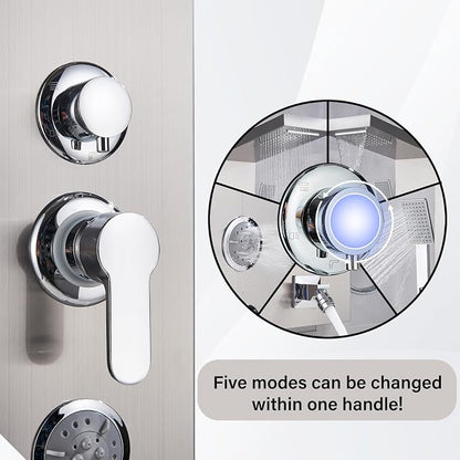 AlenArt Shower Panel Massage Jets Rainfall Waterfall Shower Head, Shower Stainless Steel Wall Mount Massage Multi-Function Bathroom Shower Panel Tower System, Brushed Nickel……