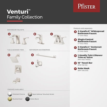 Pfister Venturi Bathroom Sink Faucet, 8-Inch Widespread, 2-Handle, 3-Hole, Spot Defense Brushed Nickel Finish, LF049VNGS