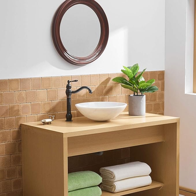 BWE 360° Swivel Bathroom Vessel Sink Faucet Oil Rubbed Bronze Single Handle One Hole Lavatory Mixer Tap with Pop Up Drain Assembly Without Overflow and Supply Line Tap Body