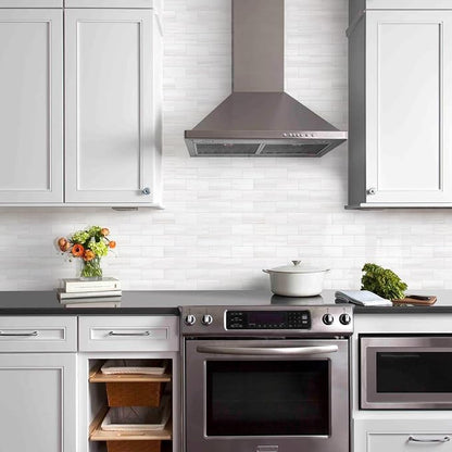 Vamos Tile 4-Piece Glossy Dolomite White Peel and Stick Backsplash Tile | 3''x6'' PVC Subway Tile with White Grout, Stick on Backsplash for Kitchen/Bathroom/Fireplace/Laundry/Camper