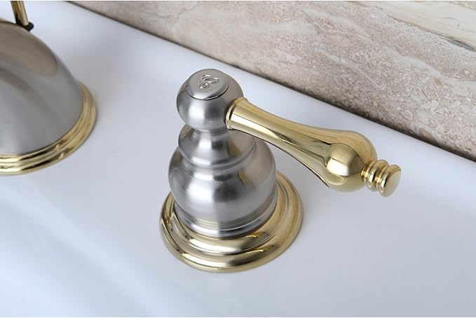 Kingston Brass KB979AL Victorian Widespread Bathroom Faucet, Brushed Nickel/Polished Brass