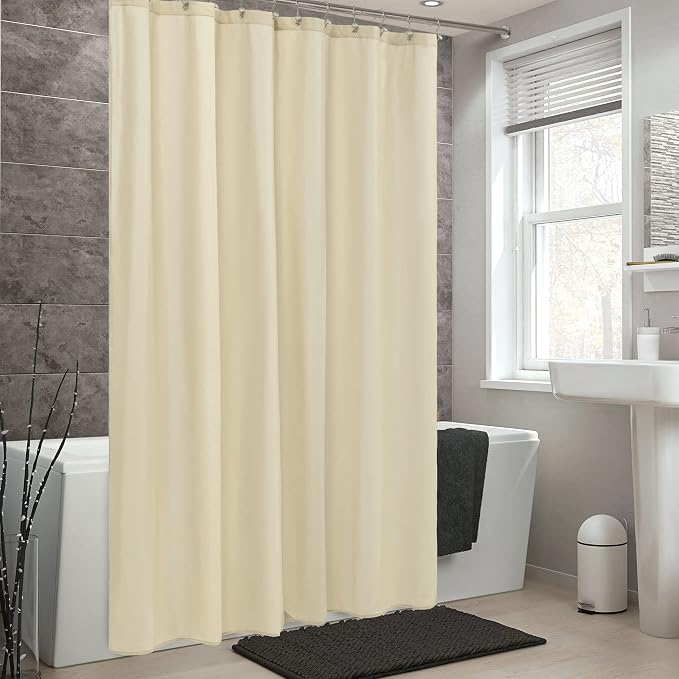 ALYVIA SPRING Extra Long Waterproof Fabric Shower Curtain Liner Cream 72x84 | 3 Magnets, Soft Cloth & Hotel Quality, Machine Washable, Light-Weight, Extra Long Size