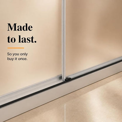 Frameless Shower Door,Frosted Sliding Shower Door for Bathtub, 56-60" W x 60" H-1/4” (6mm), 304 Stainless Steel Hardware, Nano Easy-Clean Glass, Quiet Rollers, Matte Black