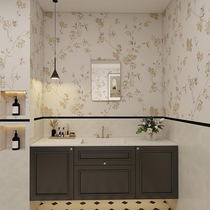 16x24 in Brushed Gold Medicine Cabinet with Mirror for Bathroom | Fully Assembled; Recessed or Surface Wall Mount; Metal Cabinet with Tempered Glass Mirror and Two Adjustable Glass Shelves