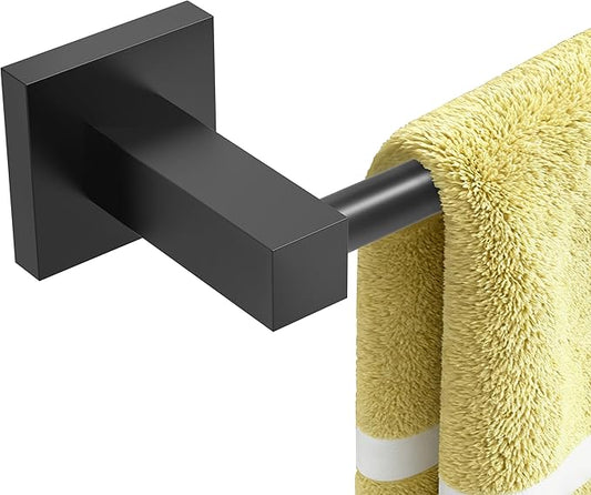Ruacq Matte Black 21 Inch Single Towel Bar Square Bath Towel Holders Bathroom Towel Rack SUS304 Stainless Steel Modern Wall Mounted Total Length 24 Inch