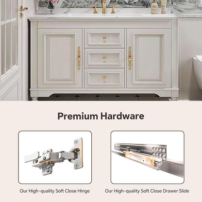 American Minimalist Bathroom Vanity with Sink Mirror 36-92IN, Premium Solid Wood Vanity with LED Lighting& Defogging