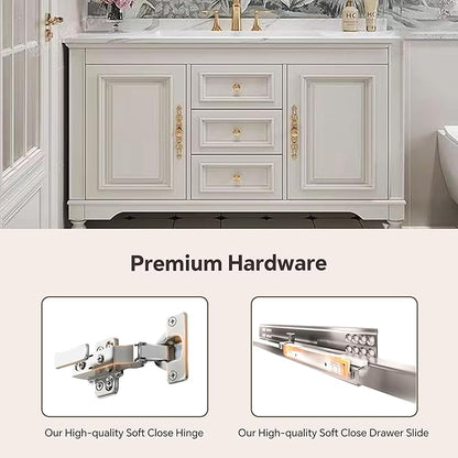 American Minimalist Bathroom Vanity with Sink Mirror 36-92IN, Premium Solid Wood Vanity with LED Lighting& Defogging
