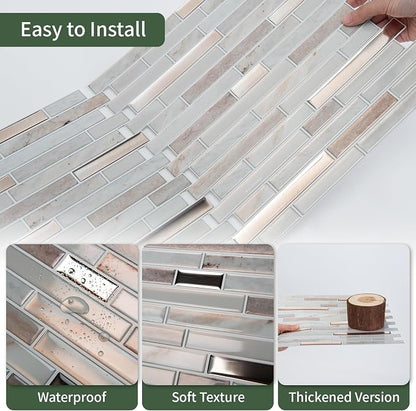 LONGKING 10-Sheet Extra Thick Peel and Stick Backsplash Tiles, Waterproof Kitchen Backsplash Peel and Stick Tile, Self-Adhesive Backsplash for Kitchen, Khaki | Peel and stick backsplash, self-adhesive wall tile, Khaki, extra thick, waterproof, kitchen ...