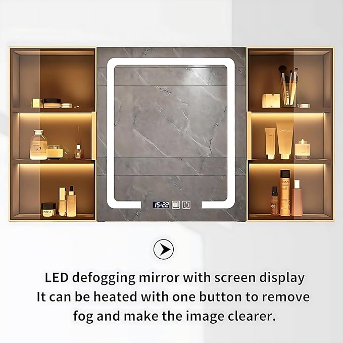 Bathroom Vanity with Sink - Single/Double Sink Bathroom Vanity & LED Fog Removal Mirror Cabinet, Modern Design, Wall-Mounted Floating Vanity (Single Sink, 36")