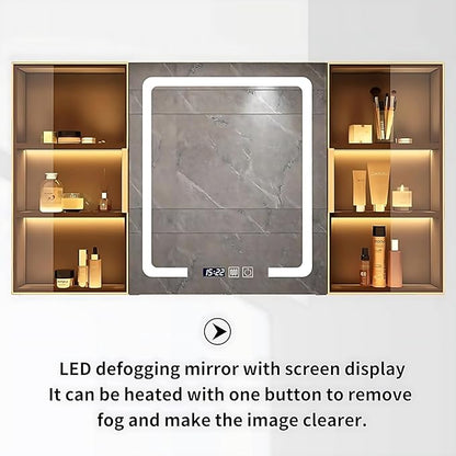 Bathroom Vanity with Sink - Single/Double Sink Bathroom Vanity & LED Fog Removal Mirror Cabinet, Modern Design, Wall-Mounted Floating Vanity (Single Sink, 36")