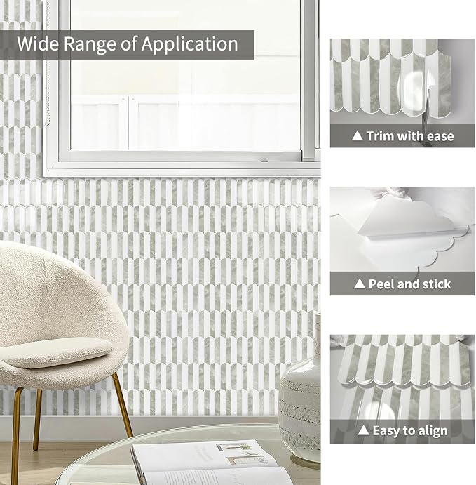 10-Sheet Upgraded Thicker Peel and Stick Kitchen Backsplash Tiles | Waterproof Self-Adhesive Vinyl Wall Tile Stick on Backsplash for Kitchen,Bathroom,Fireplace and RV(Beige,12"×12")