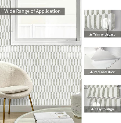 10-Sheet Upgraded Thicker Peel and Stick Kitchen Backsplash Tiles | Waterproof Self-Adhesive Vinyl Wall Tile Stick on Backsplash for Kitchen,Bathroom,Fireplace and RV(Beige,12"×12")