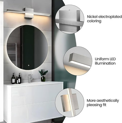 Brushed Nickel Vanity Light for Bathroom - 23.6inch Bathroom Vanity Light Fixture Dimmable 5CCT Modern Bathrooms Sconce 18W LED Bathrooms Wall Lighting Fixture Over Mirror