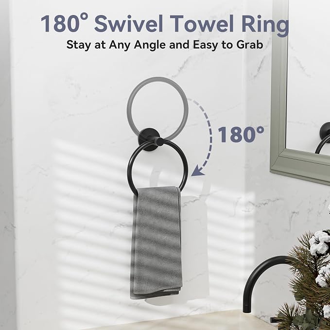 Bathroom Hardware Set, 24 Inch Matte Black Towel Bar Set, 4-Piece | Wall Mounted Bathroom Accessories, Towel Racks for Bathroom, Modern Towel Holder Set, Durable SUS304 Stainless Steel