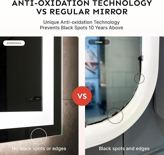 36x24 Inch LED Bathroom Mirror with Lights, Anti-Fog, Dimmable | Backlit & Front Lit Lighted Vanity Mirror for Wall, Smart Bathroom Mirror with Memory Function, Tempered Glass