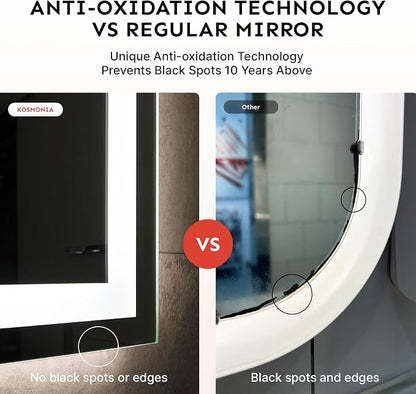 36x24 Inch LED Bathroom Mirror with Lights, Anti-Fog, Dimmable | Backlit & Front Lit Lighted Vanity Mirror for Wall, Smart Bathroom Mirror with Memory Function, Tempered Glass