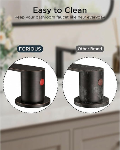 FORIOUS Bathroom Faucet 3 Hole 8" Widespread for Vanity Oil Rubbed Bronze | Two Handles Bathroom Sink Faucet with Pop-up Drain and cUPC Lines, Fits 6-12 Inch 3 Hole Install, for RV Laundry and Basin