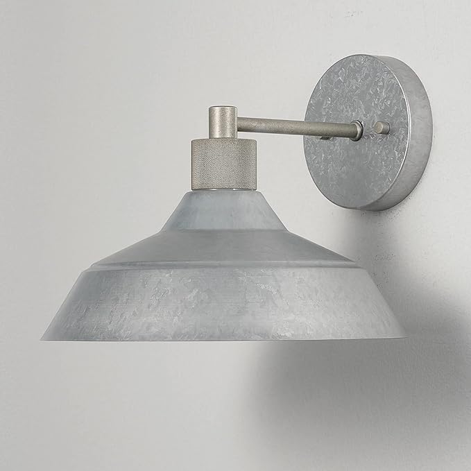 GLOBE Electric 44840 Sutton Outdoor/Indoor Wall Sconce, Galvanized Metal, Textured Socket Detail, Bulb Not Included