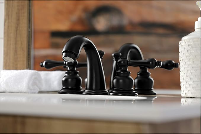 Kingston Brass KB910AL Victorian Widespread Bathroom Faucet, Matte Black