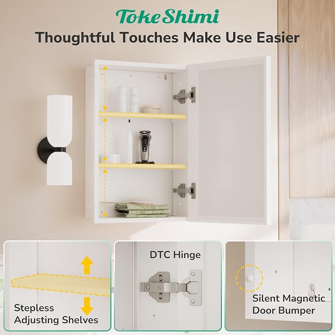 24x30 Recessed Medicine Cabinet with Mirror Wall Mounted, Metal Beveled Mirror with Storage for Bathroom Vanity, Aluminum White Medicine Cabinet Mirrored